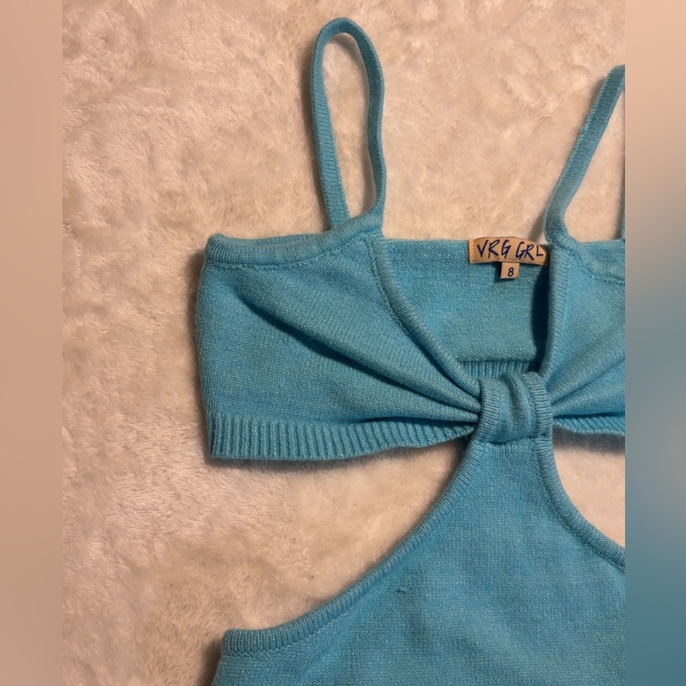 VRG GRL Turquoise Cut Out Crop Top - Picture 10 of 16